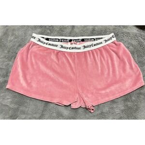 Juicy Couture Pink Velour Lounge Shorts Sparkle Logo Size L